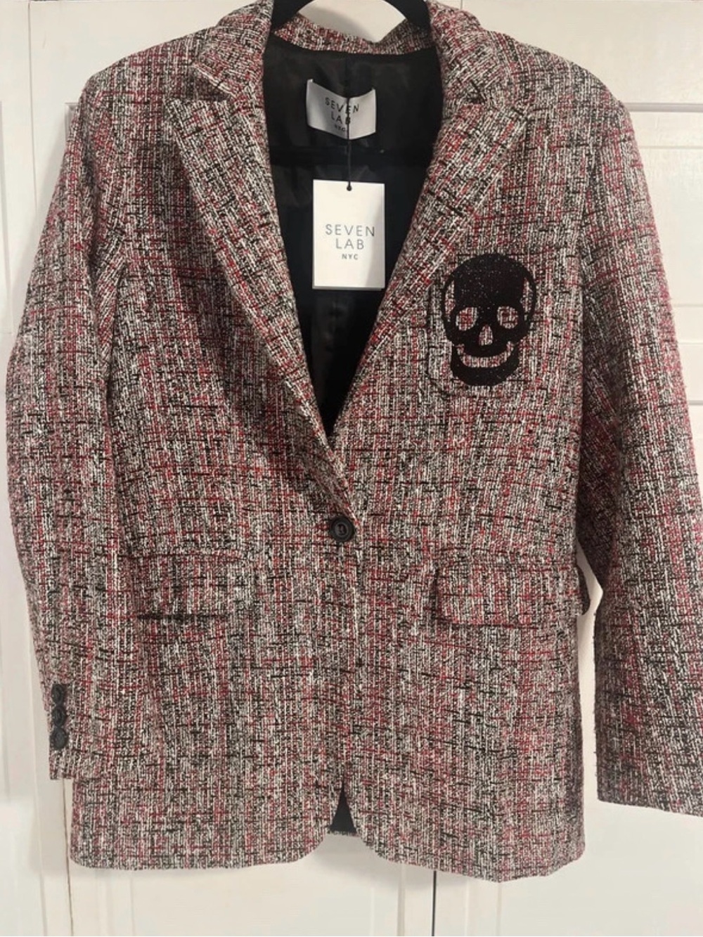 Seven Lab NYC Plaid Blazer in Red & Gray Like New